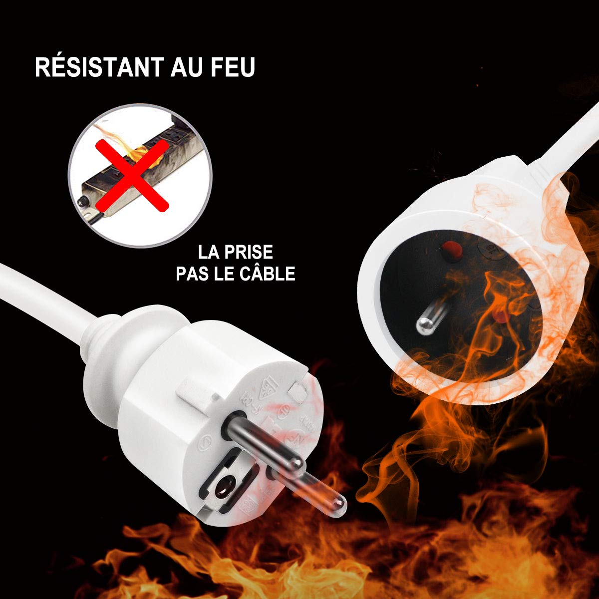 EXTRASTAR Rallonge Prolongateur électrique 10 m 16A - Section 3G1,5 mm² - Blanc