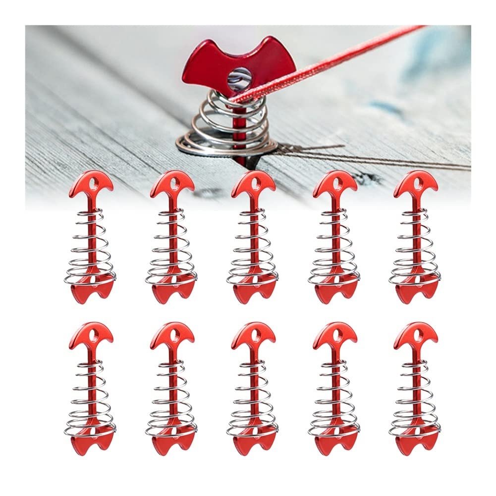 10 stücke Einstellbare Winddicht Frühling Fishbone Haken Aluminiumlegierung Camping Tragbare Markise Zelt Stakes Deck Anker Pegs Plank Boden Outdoor Reise Zelt Zubehör