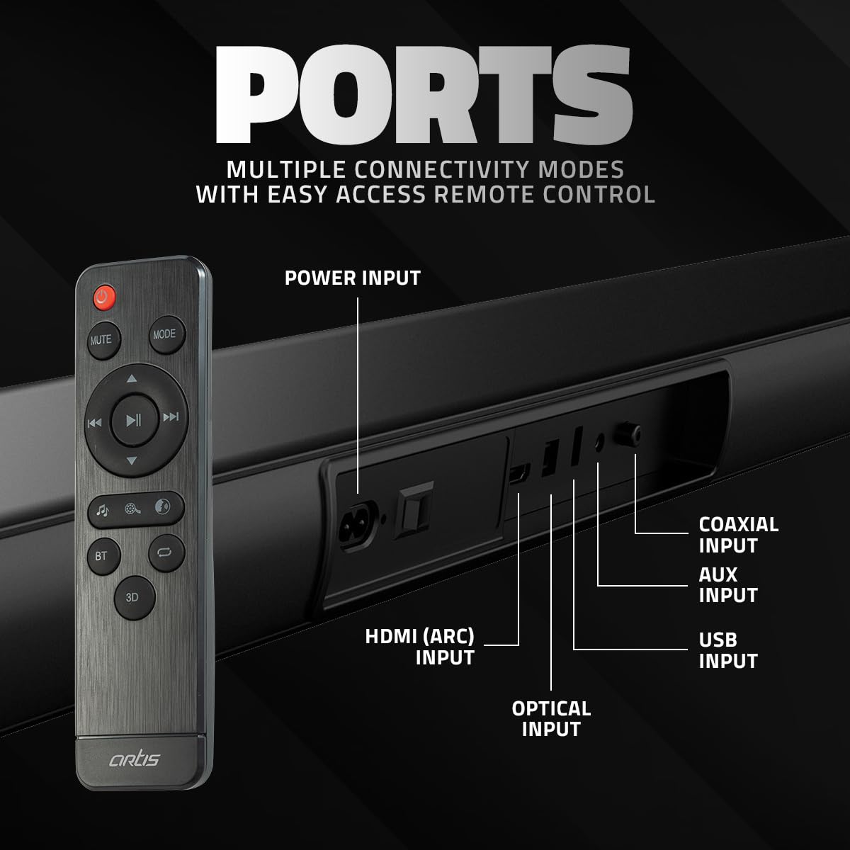 Artis BT X5 Soundbar Rear Ports