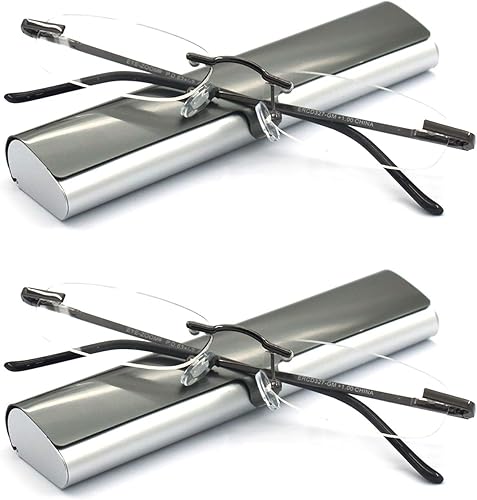 EYE ZOOM Lentes de lectura sin montura con estuche delgado para hombres y mujeres, negro, dorado y metálico, azul y rojo disponible en Yaxa Colombia