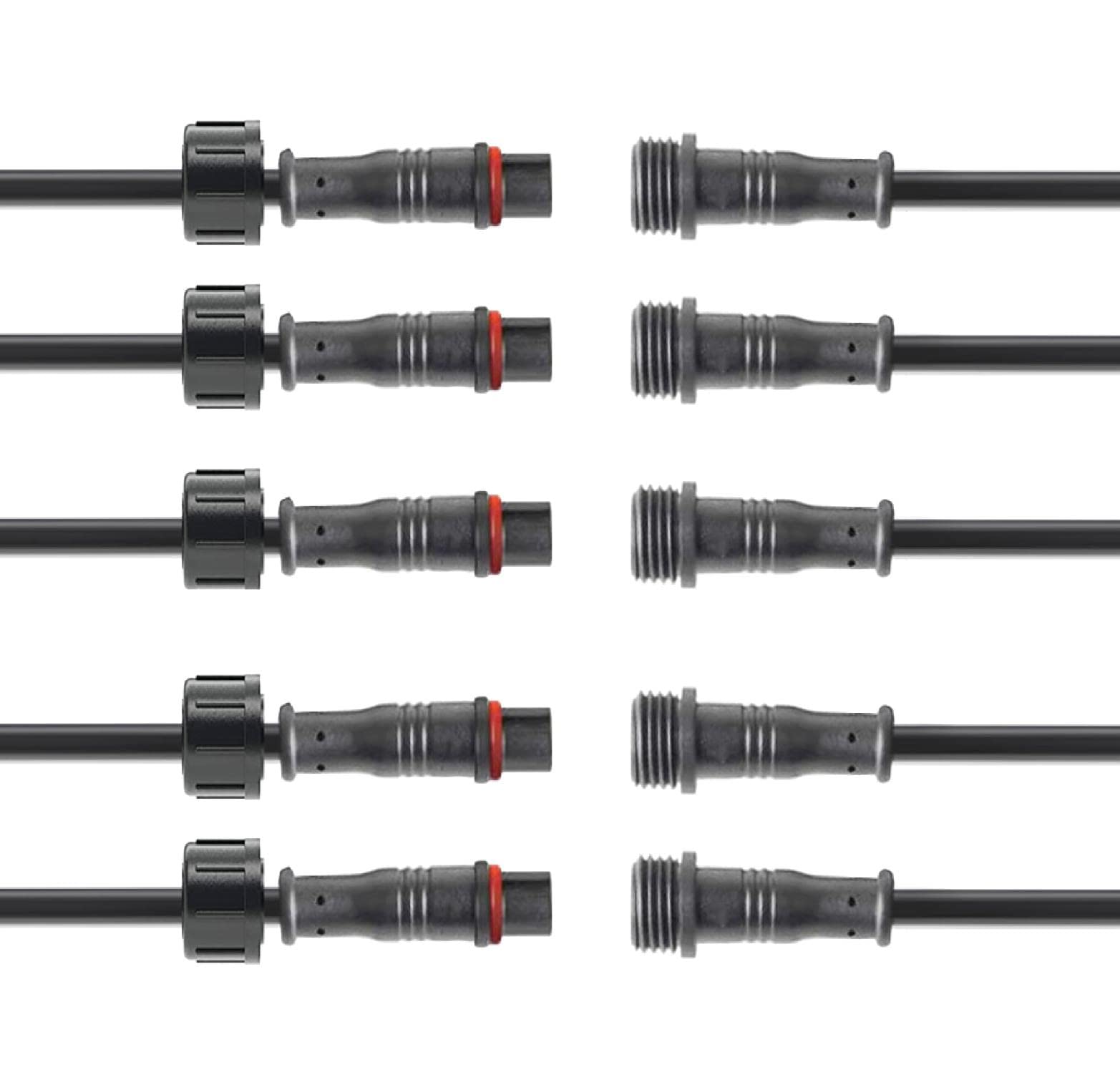WOODGUILIN 5 Paires Connecteurs Étanchés 3 Broches LED IP68 Avec Écrou - 18 AWG 20 Cm Câble Extension