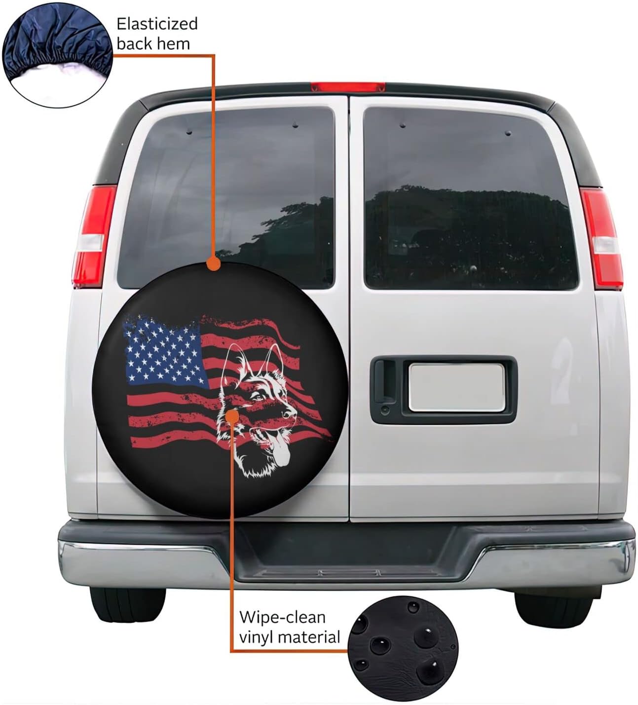 Black German Shepherd Spare Tire Cover Wheel Protectors Dust-Proof Wheel Tire Cover Fit,Trailer, Rv, SUV and Many Vehicle 17inch