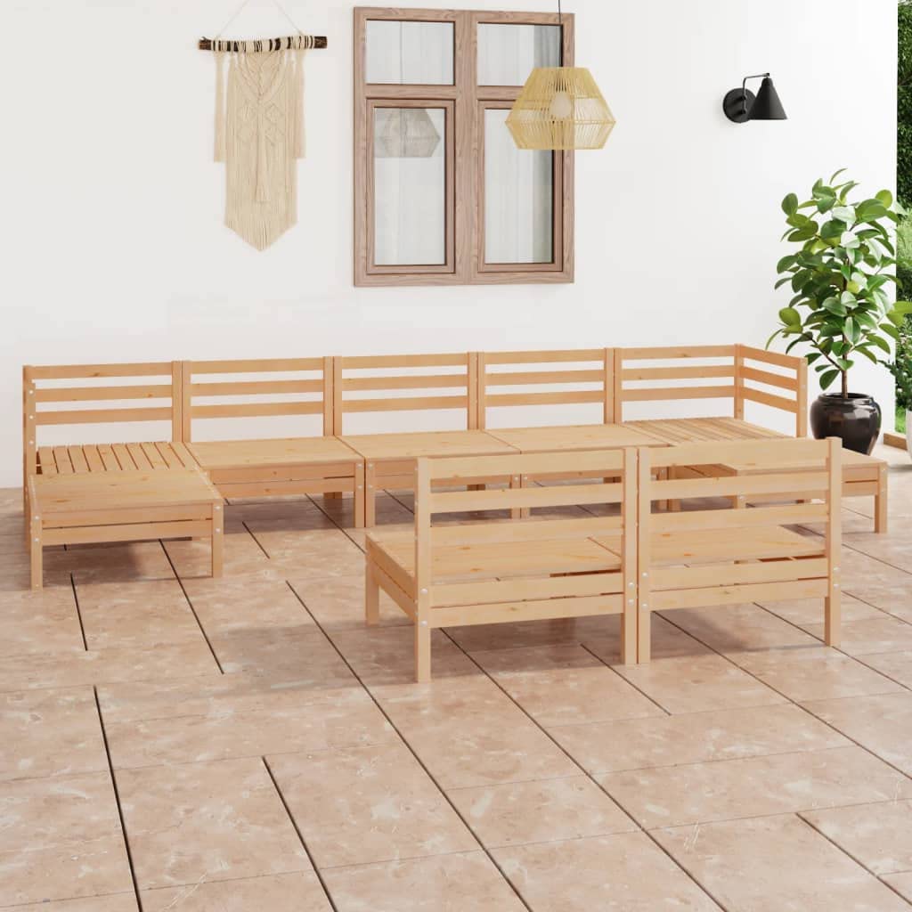 vidaXL Salon de Jardin 9 pcs Bois de pin Massif