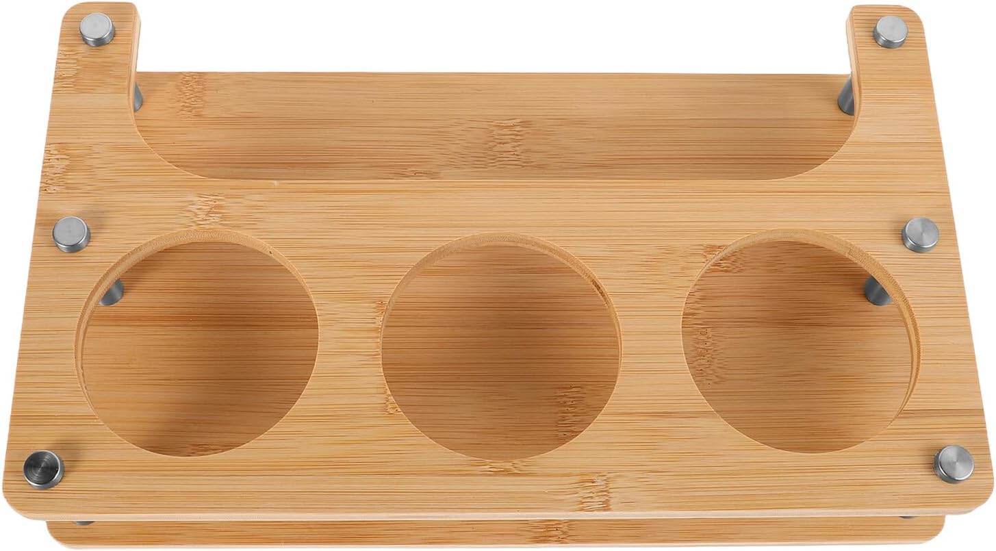 Multi-functional Kitchen Spice Rack Wooden Stand for Oil and Seasoning Containers 3-hole 8x8x8cm Countertop Storage Organizer for Home and Camping