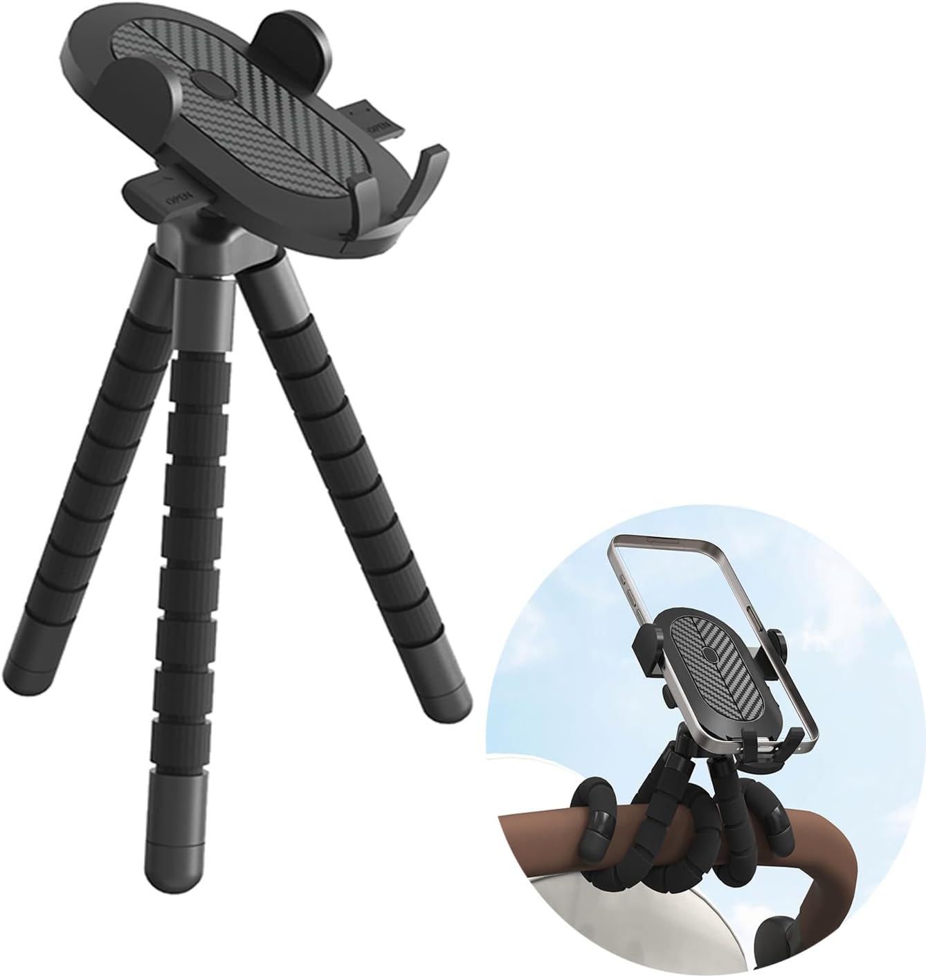 Baby Stroller Phone Holder, Phone Holder for Shopping Cart, Golf Cart, Push Cart, 360° Rotation Portable Cell Phone Clamp for Motorcycle, Scooter, ATV, Boat, Spin Bike, Treadmill, Handlebar.