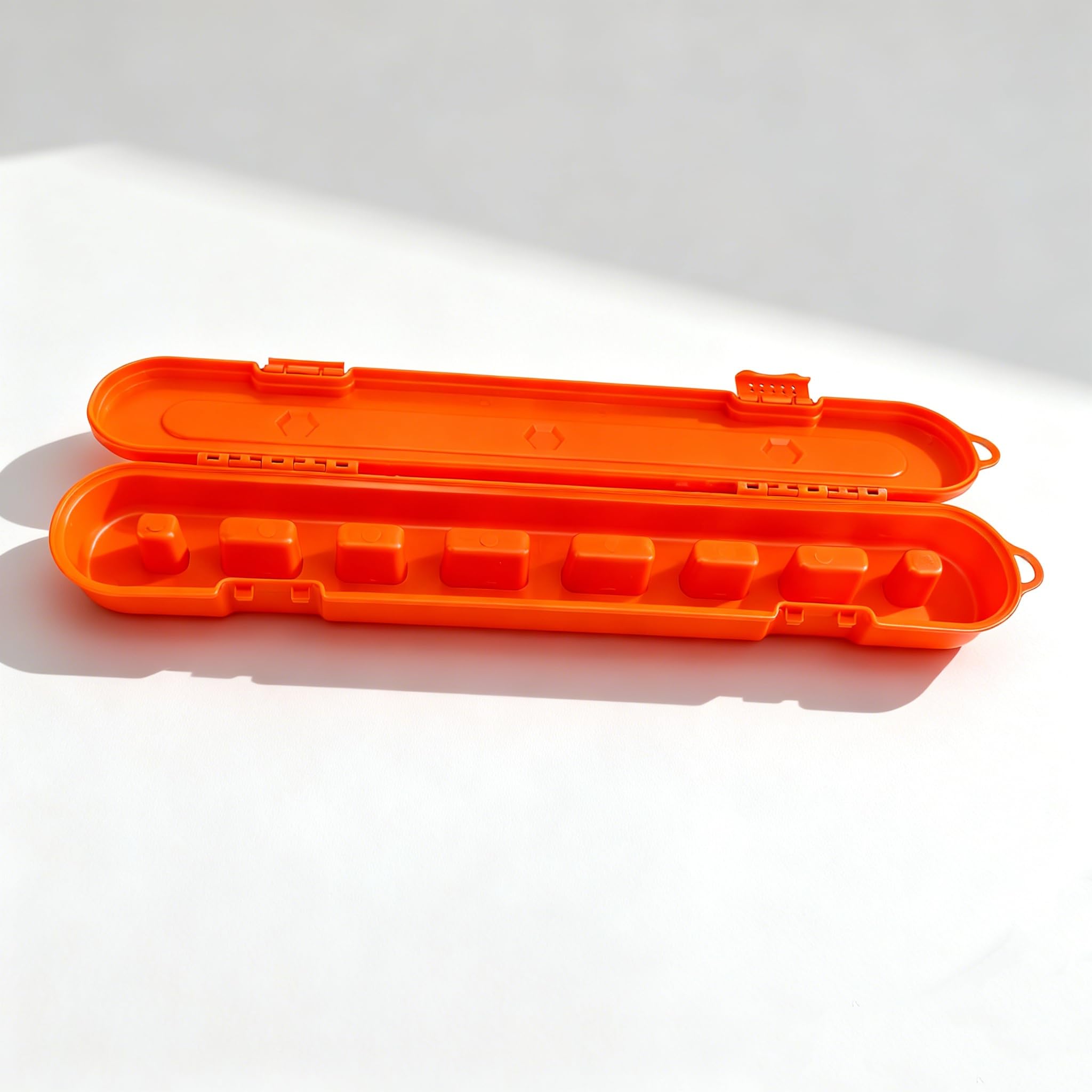 ANGGREK Kettensägenketten-Aufbewahrungsbox, 4 bis 20 Zoll, verstärkter Kunststoff, Sicherheitsschloss, orange