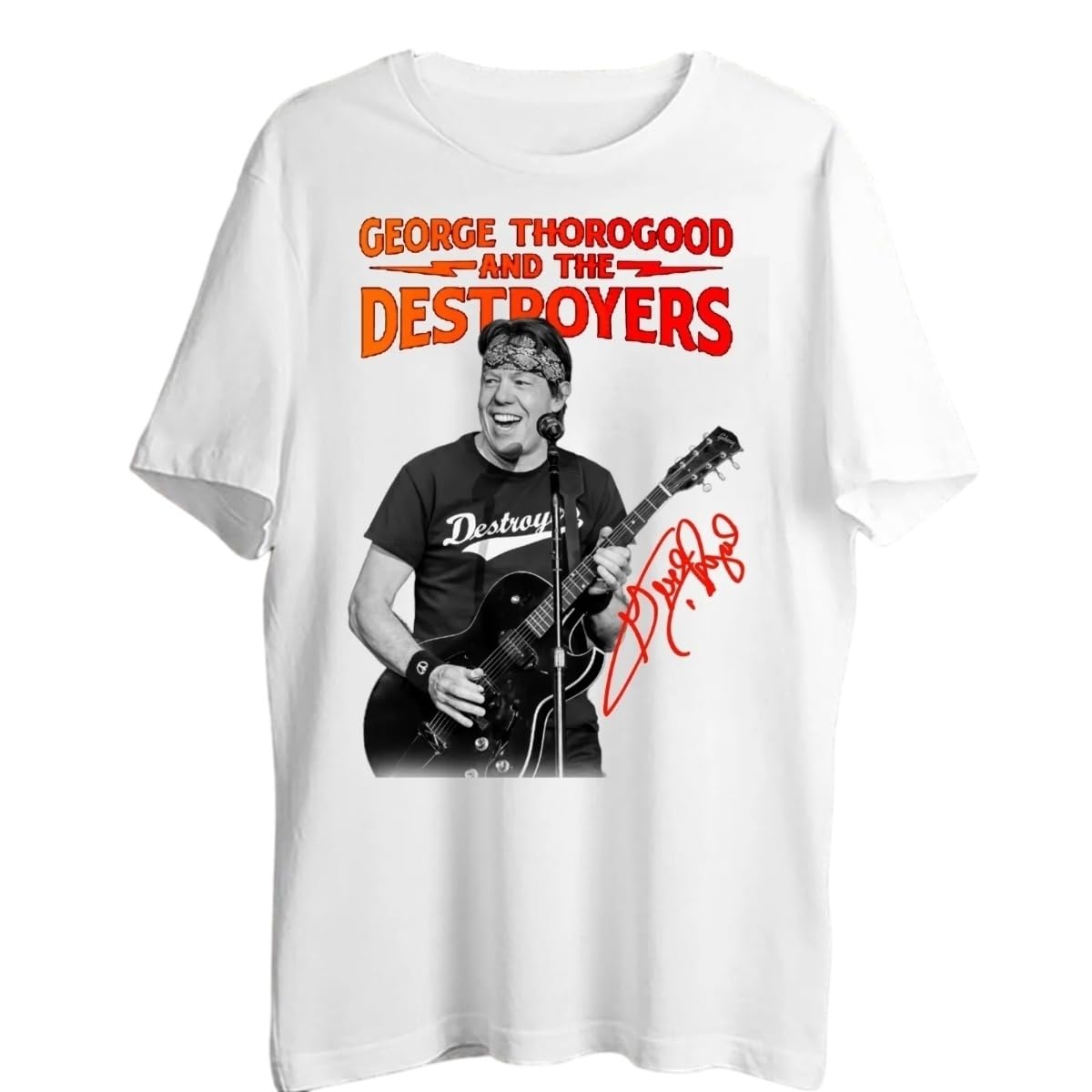 GUEWBF George Thorogood Tour Shirt Gift Funny Unisex TeeWhiteXL