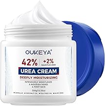 OUKEYA Urea Cream 42% plus Salicylic Acid 2% Net 350g for Dry Cracked Feet, Heels, Knees, Elbows, Hands Repair Treatment.Moisturizes and Removes Corns,Calluses,Dead Skin,and Softens Toenails