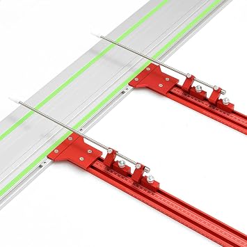 Upgrade Aluminum Alloy Parallel Guide System for Repeated Cutting for Track Saw Rails, Hook Upgrade for Makita and Festool Woodworking Tools Imperial