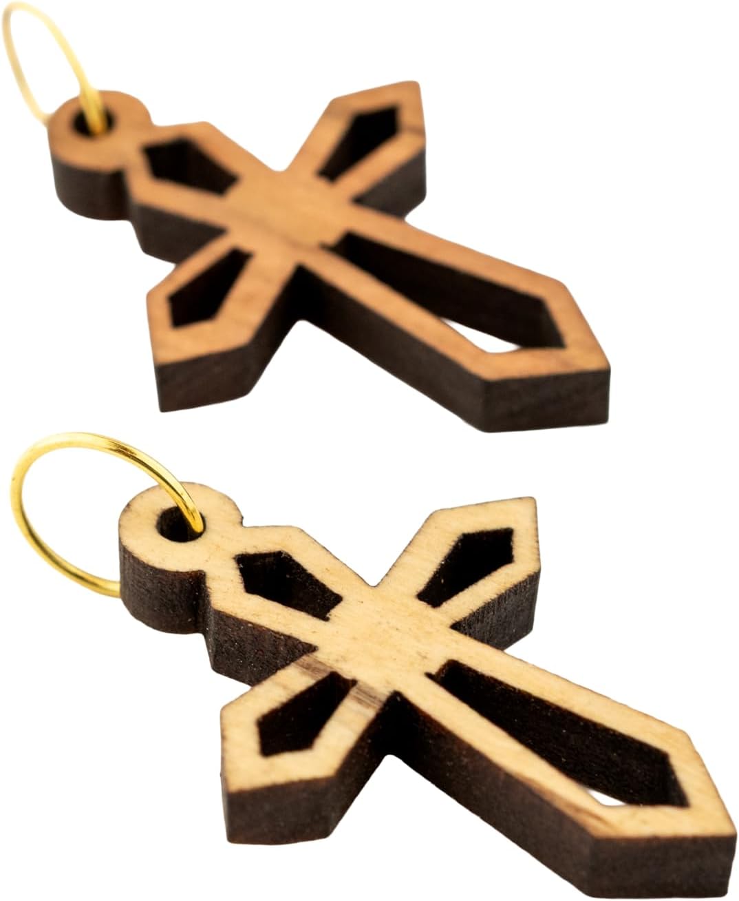 Handcrafted Olive Wood Pendant from Bethlehem: Orthodox Cross by Palestinian Artisans 33x23mm
