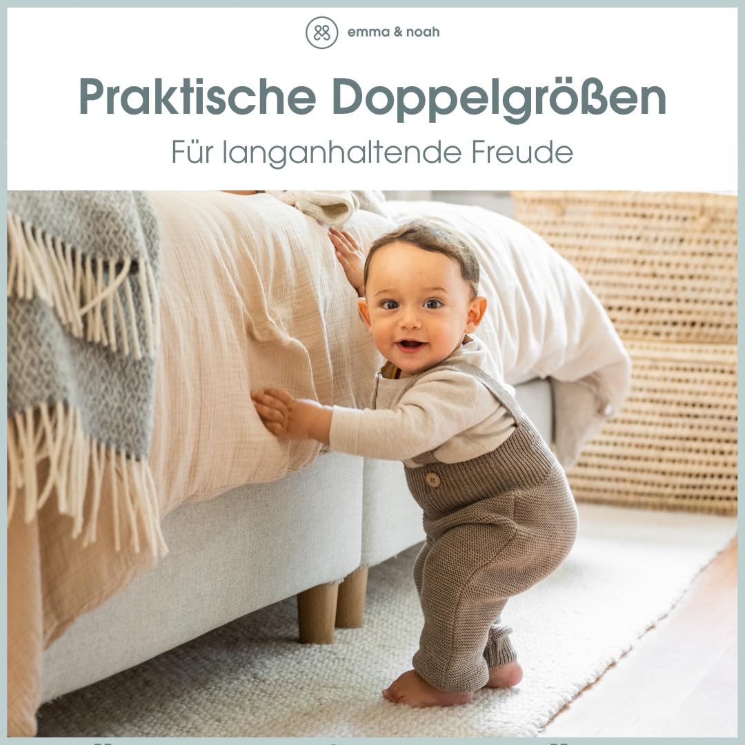 emma & noah Strickhose aus 100% Wolle (Merino), mitwachsend & weich, atmungsaktive Wollhose für Babys, ideal für Herbst & Winter Gr. 50–80