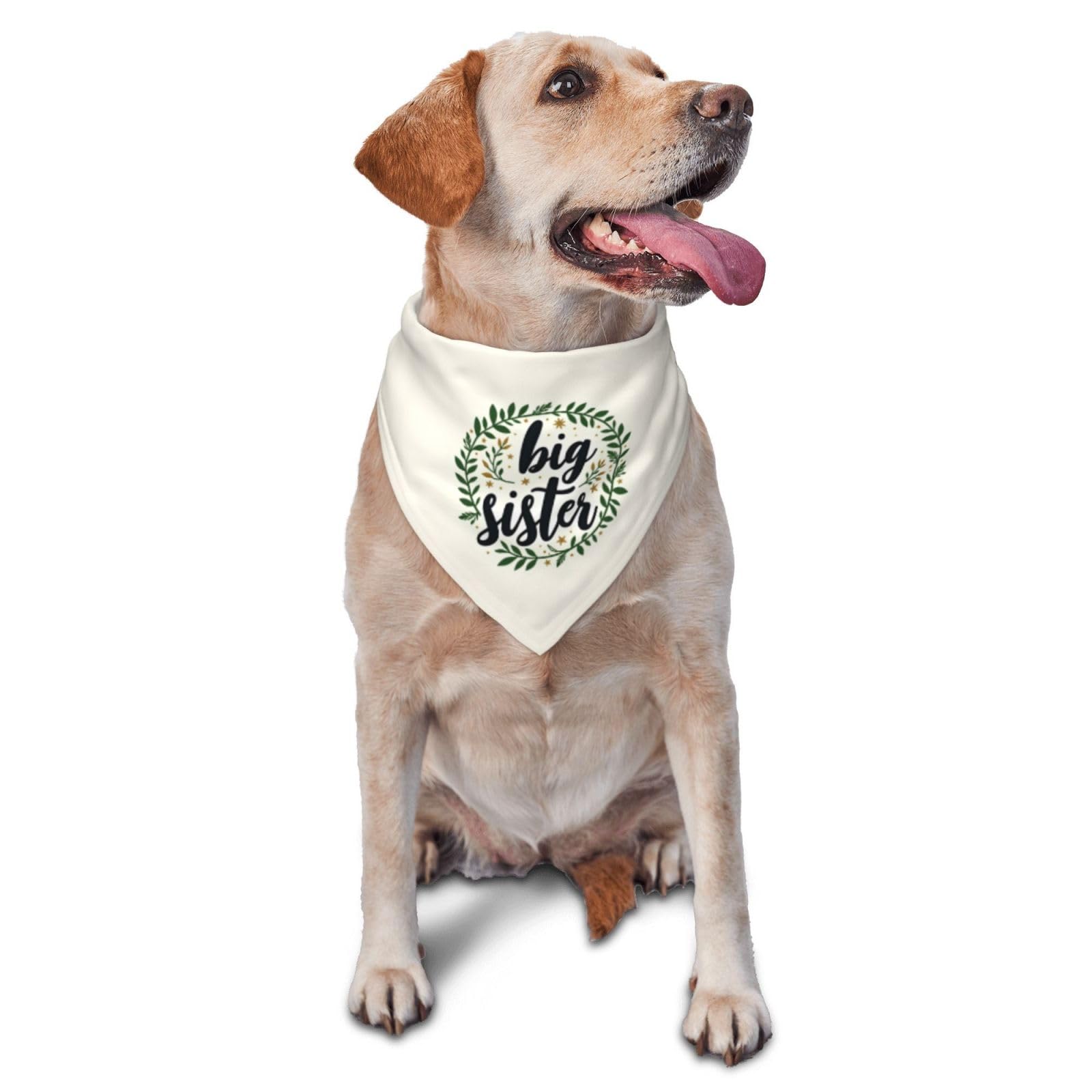 Bandana pour chien « Big Sister » à petites fleurs vertes pour écharpe animal