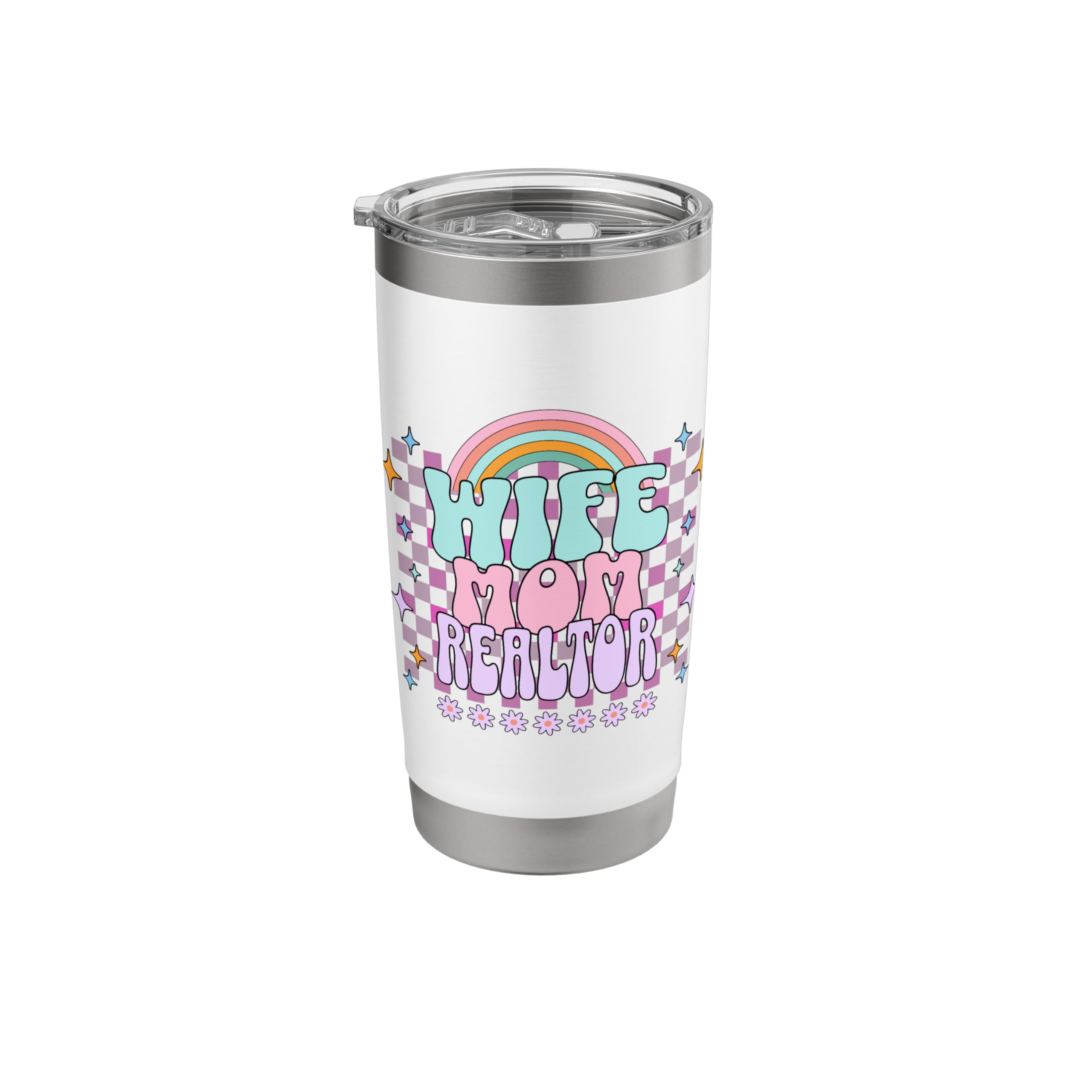 Wife Mom Realtor Real Estate Agent For Women Broker Groovy Stainless Steel Insulated Tumbler