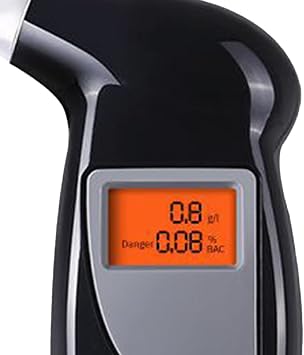 Tyenaza Breath Alcohol Tester, Black Portable Sensitive High Accuracy Air Blowing Alcohol Tester with 5 Mouthpieces, for Personal & Professional Use