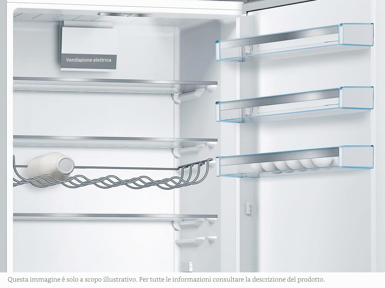 Bosch KGE49AICA Serie 6 - Frigorifero XXL, 201 x 70 cm, extra largo, frigo da 302 l + congelatore da 111 l, VitaFresh, sbrinamento raramente, BigBox spazio per congelatore grande