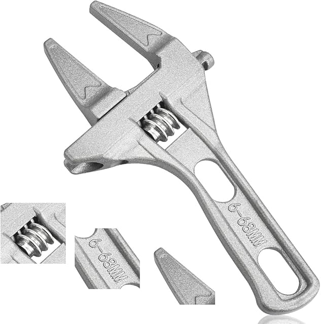 DURANTEY Adjustable Wrench Wide Jaw Wrenches 6-68mm Shifting Spanner Large Opening Bathroom Spanner Wide Mouth Adjustable Spanner Aluminum Alloy Drop Forged for Tightening or Loosening Nuts and Bolts