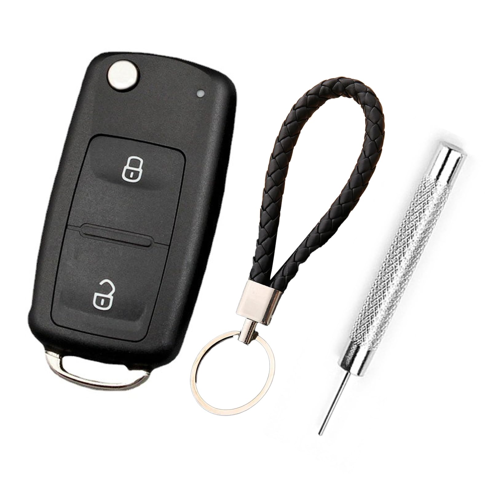 Batheidon 2 Tasten Autoschlüssel Gehäuse Kompatibel mit für VW Transporter T5 T6 Polo G Amarok, Klappschlüssel Ersatzgehäuse mit Schlüsselblatt und Mini-Schraubendreher