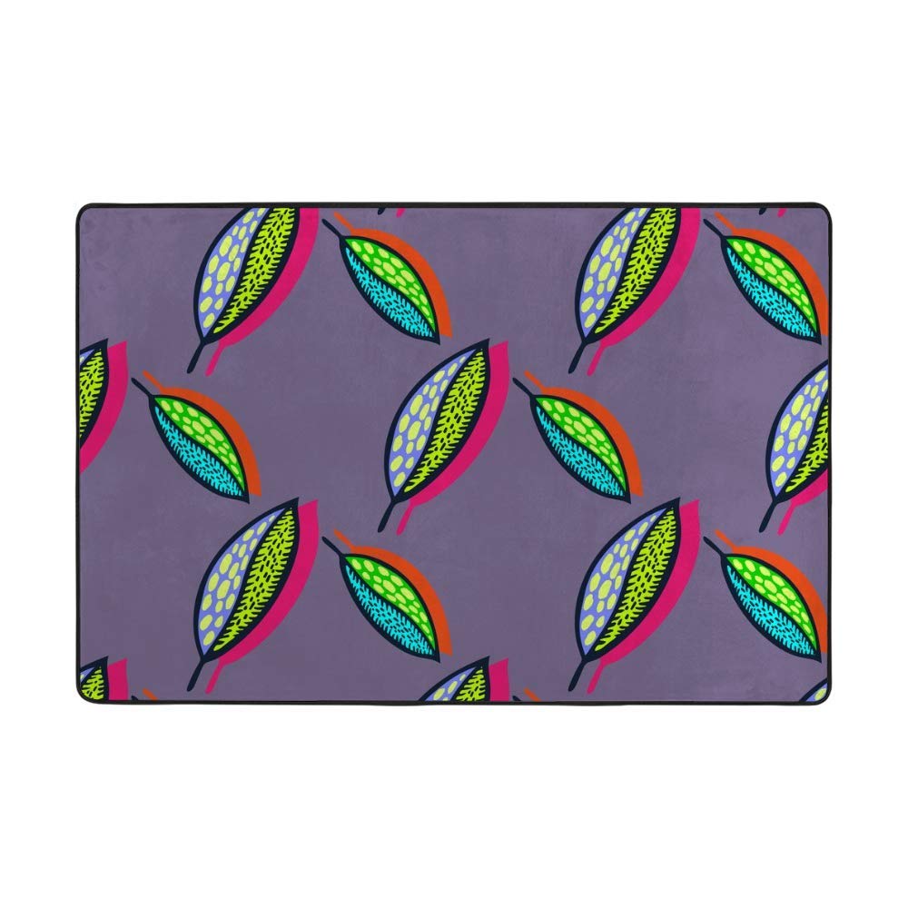 Grand tapis de sol super doux motif feuilles d'automne vert corail 152x99 cm