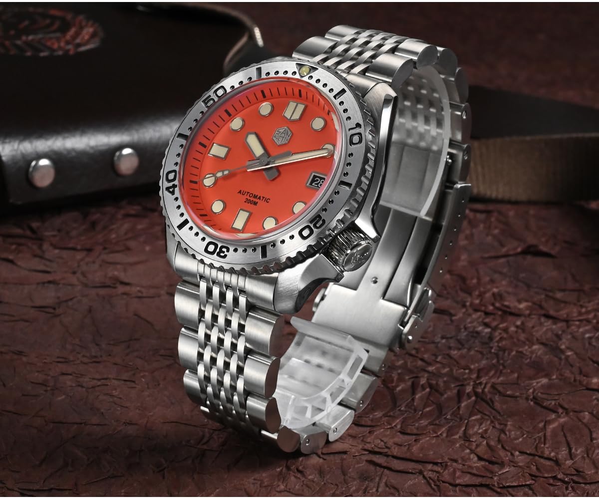 NC San Martin SN046G Edelstahl Taucheruhren NH35 Mov't Mechanische Uhr C3 Super leuchtendes Armband Saphirglas 200m wasserdichte Armbanduhr