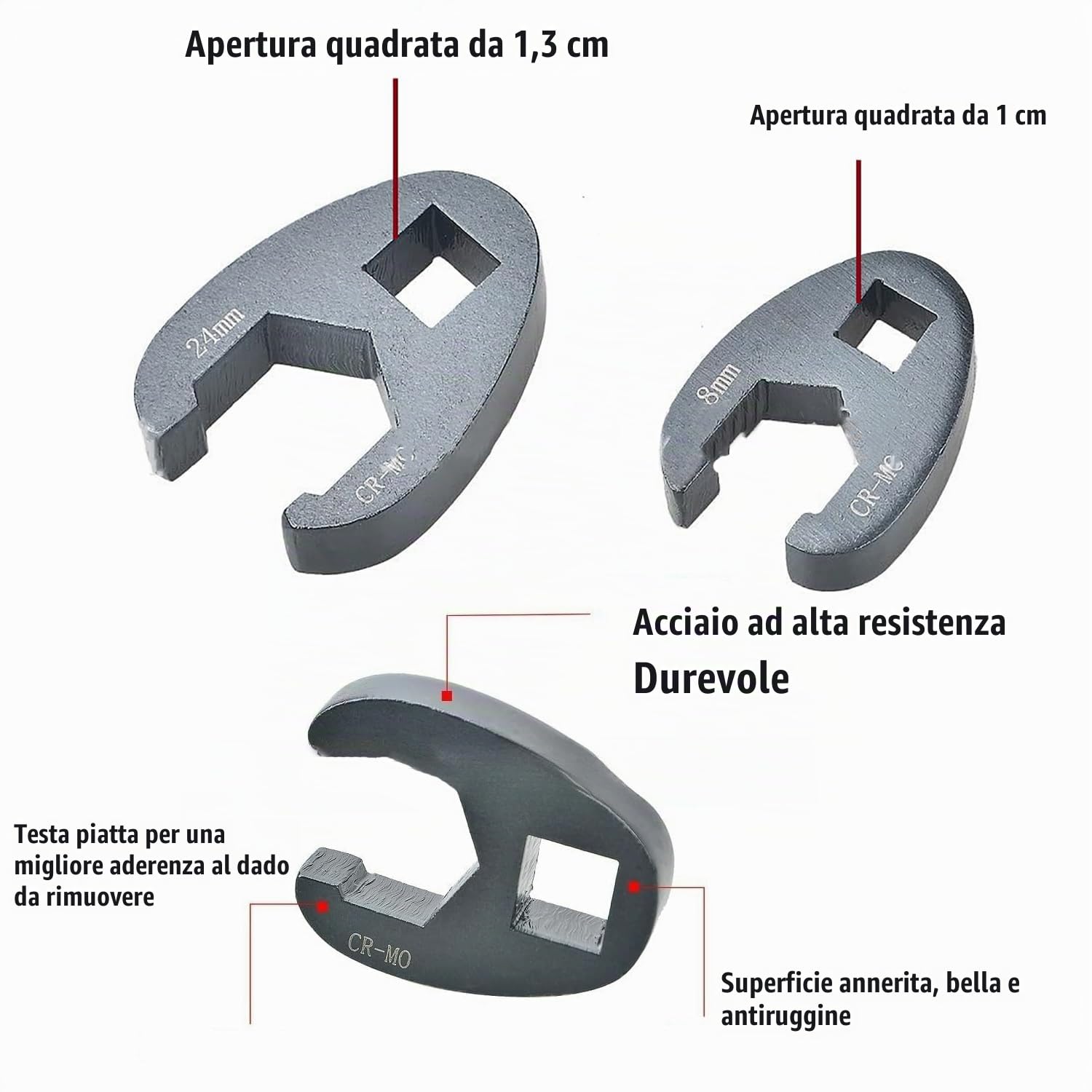 19 Pezzi Chiave Zampa Set,Chiave a Piede di Porco 8-32 mm,con Cassetta Degli Attrezzi, set di Chiavi per Veicoli per Manutenzione