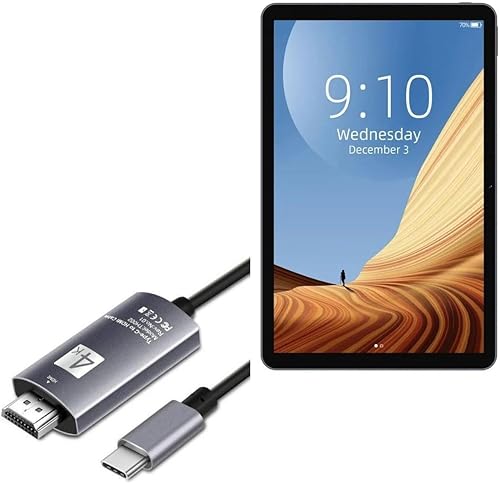 Miniatura 1 de BoxWave Cable Compatible with Chuwi HiPad Air - SmartDisplay Cable - USB Type-C to HDMI (6 ft), USB CHDMI Cable - Jet Black