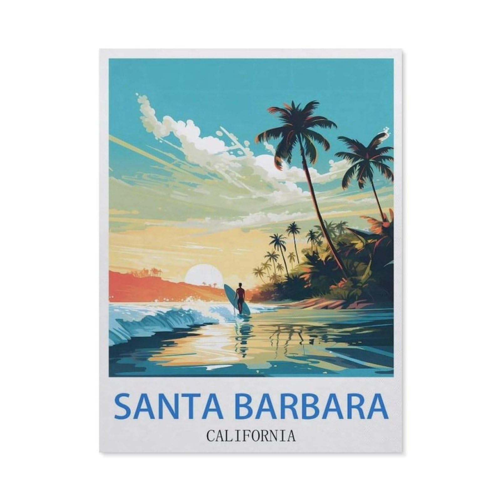 BEAYODKP DIY Diamond Art Kits，Santa Barbara California ， Surf（30x40cm）
