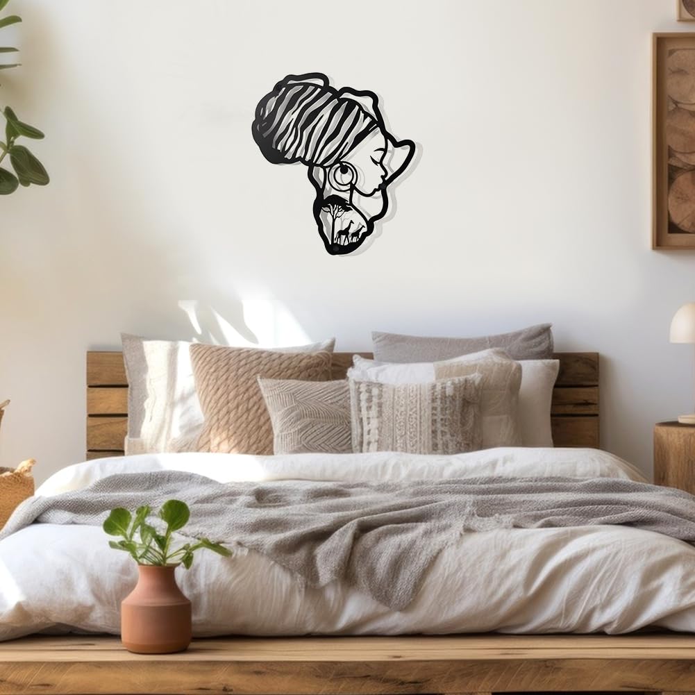 NBEADS Decorazione Da Parete In Metallo con Mappa di l'Africa, In Stile Opaco Silhouette Wall Art per Il Regalo di la Decorazione Del Festival di la Parete di l'Ufficio Del Giardino di Casa, 27.4x30cm