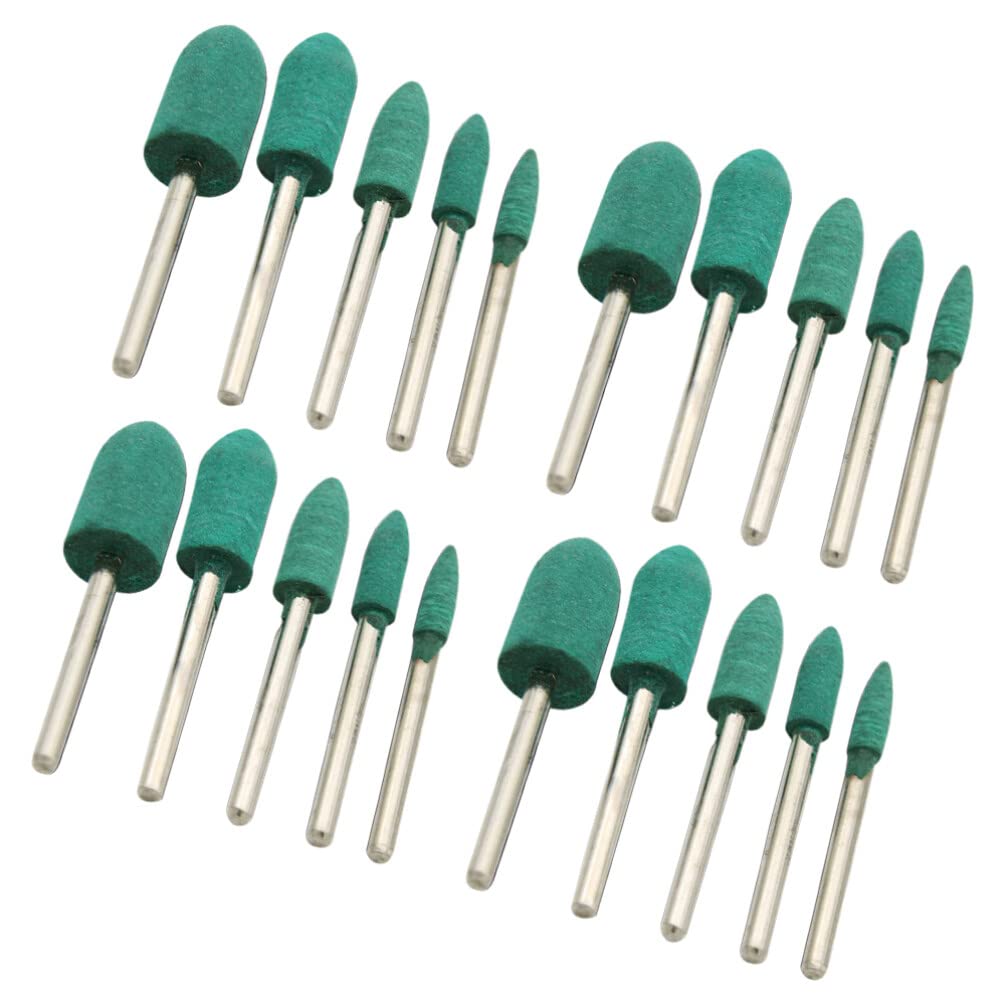 DOITOOL 100pcs Buffing Wheels Polishing Wheel Rubber Grinding Head Polishing Rotary Tool Green Rubber Grinding Mounted Point Rotary Accessory Grinding Wheel Head Sponge Grinding Head