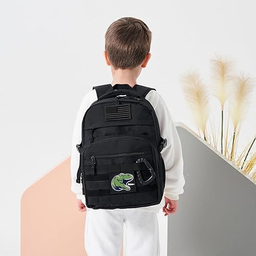 Miniatura 7 de Mochila táctica para niños, mochila militar Molle del ejército para niños, para escuela, al aire libre, campamento, Negro
