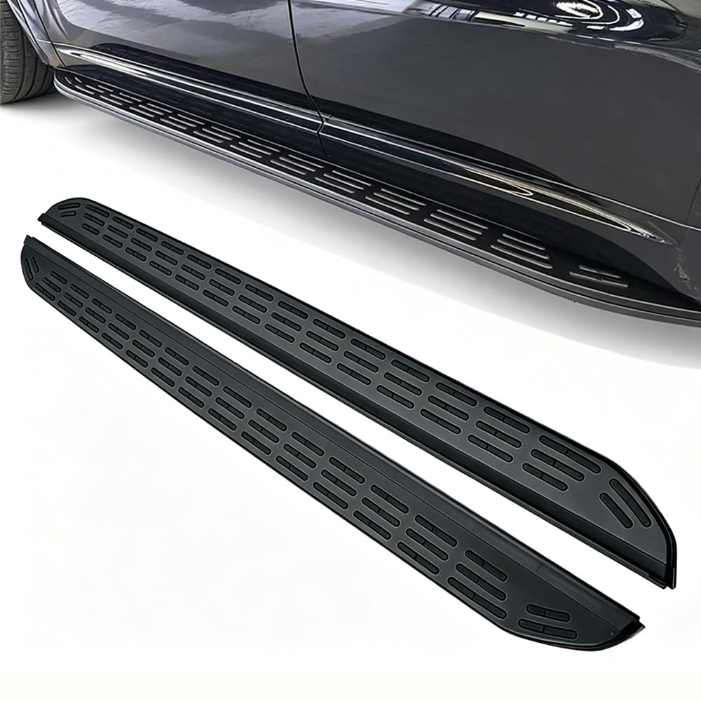Deski do biegania do Porsche Cayenne 2019-2025, 2 szt. aluminiowych stałych stopni bocznych ze wspornikiem, zestaw do wkręcania bez wiercenia, łatwa instalacja DIY akcesoria do drążków Nerf, czarne