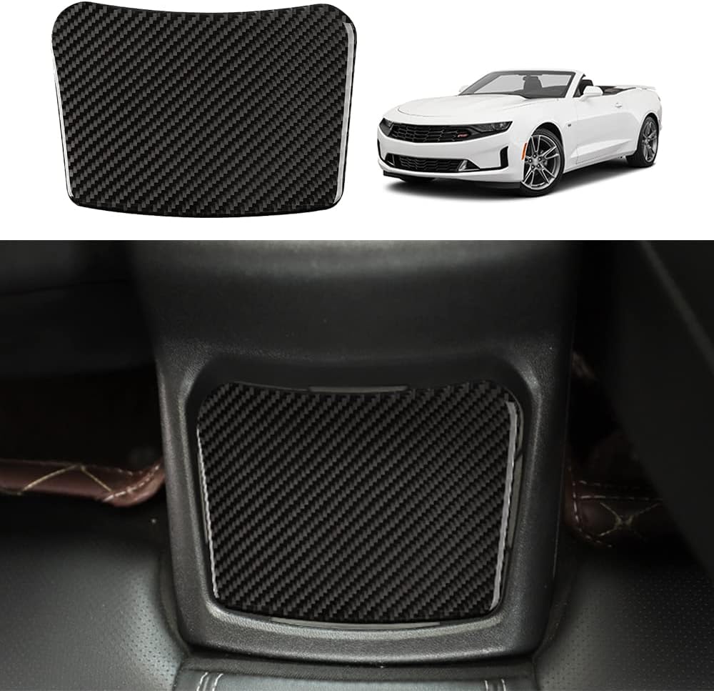 Carbon Fiber Car Center Console Gear Shift Box Panel Sticker Decal Interior Trim Cover for Chevrolet Camaro 2016 2017 2018 2019 2020 Decoration Accessories(2PCS Black)