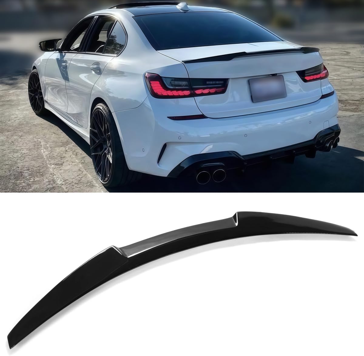 Rear Spoiler Compatible with BMW G20 3 Series & G80 M3 2019-2025, MV Style Gloss Black Trunk Exterior Duckbill High Kick Tail Deck Lid Wing Lip Splitter 320i 320e 330i 330e M340i M3