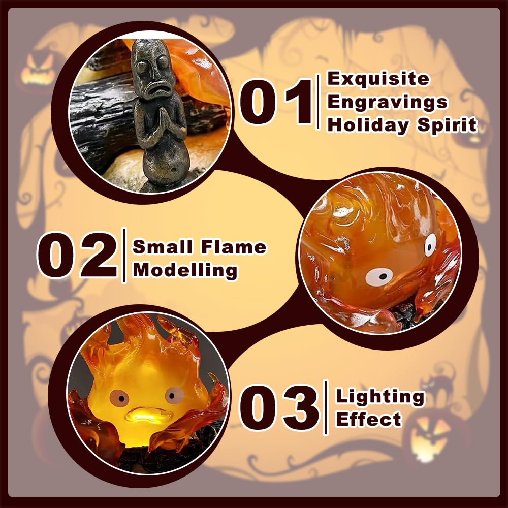 SGZIOO Calcif Night Light, Cute Calcifer Lamp, 12cm Anime Light, Flames Ambient Light - Image 2