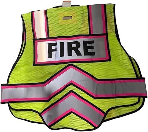 FIRE NINJA - Chaleco de seguridad ultra brillante para incendios Reflectante clase 2 - Alta visibilidad - Cremallera doble separación, rosado,