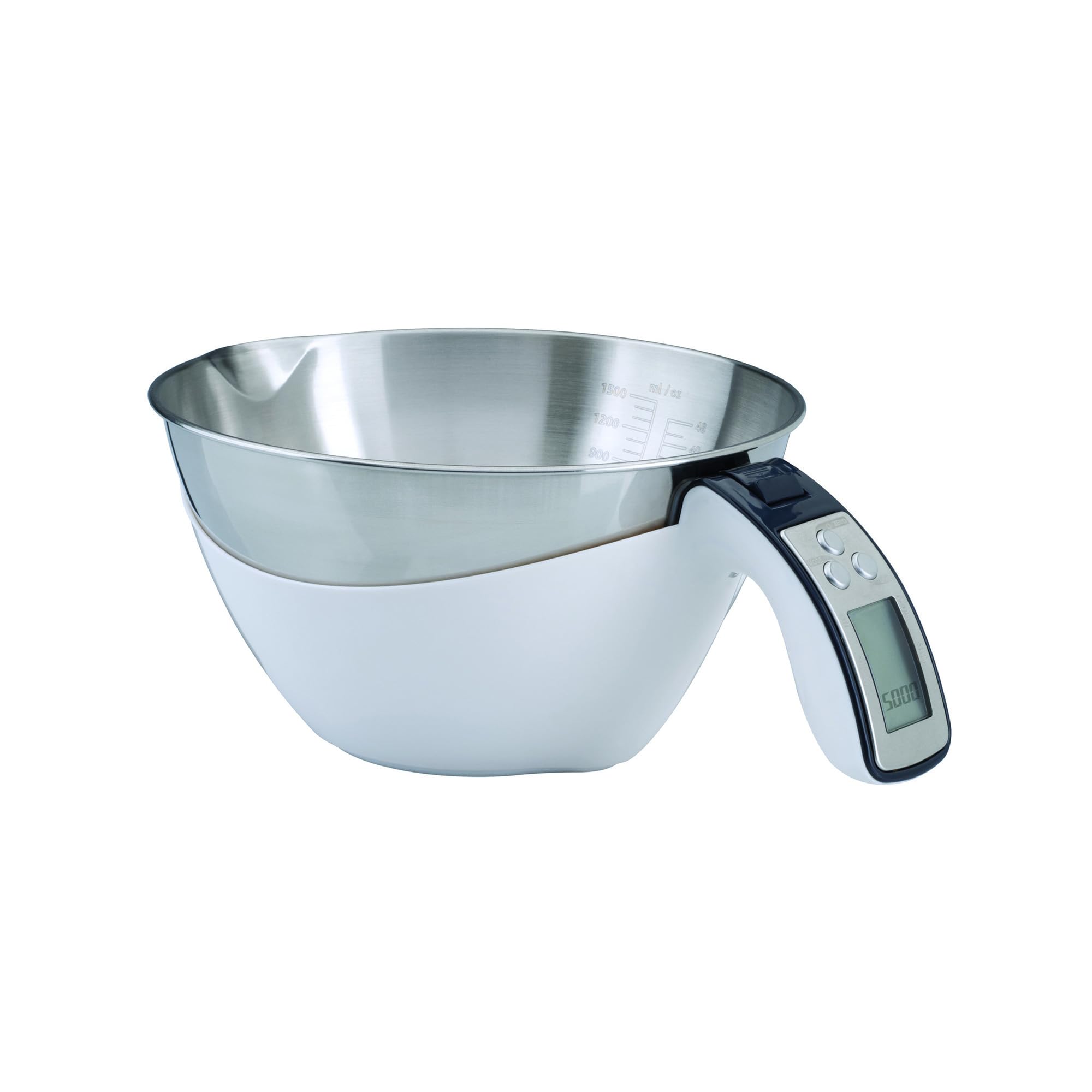 Imetec Dolcevita ES4, Báscula Electrónica de Cocina, Pesa Sólidos y Líquidos, Recipiente Extraible, Báscula Graduada, Capacidad 5 Kg, División 1 g, Función Tara, Pantalla Digital, Apagado Automático