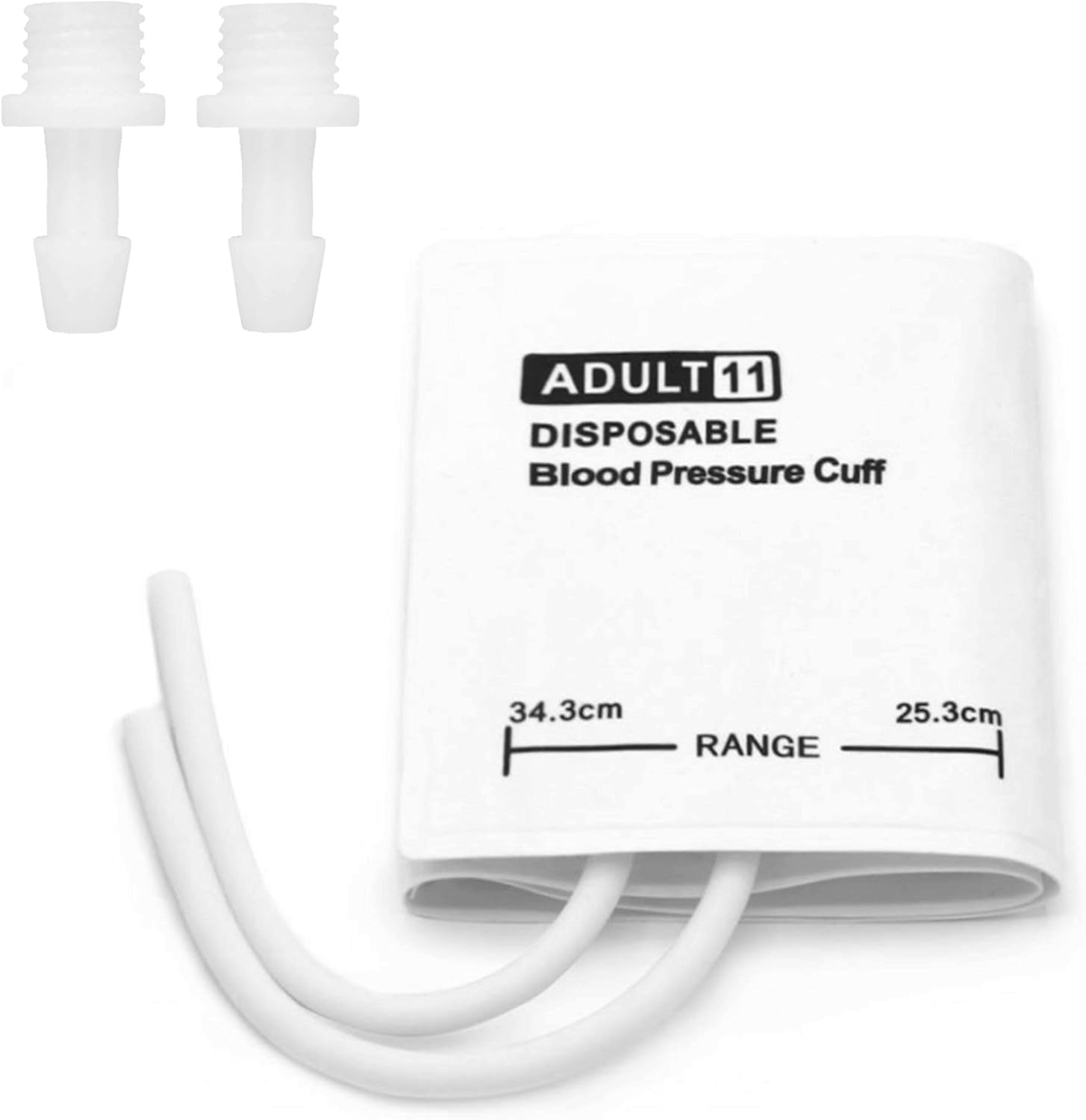 5PCS Disposable Blood Pressure Cuff with BP08 Connectors for Adult 25.3-34.3 cm, Double Tubes Replacement NIBP Cuff, Dual Hose Non-Woven Fabric BP Cuff