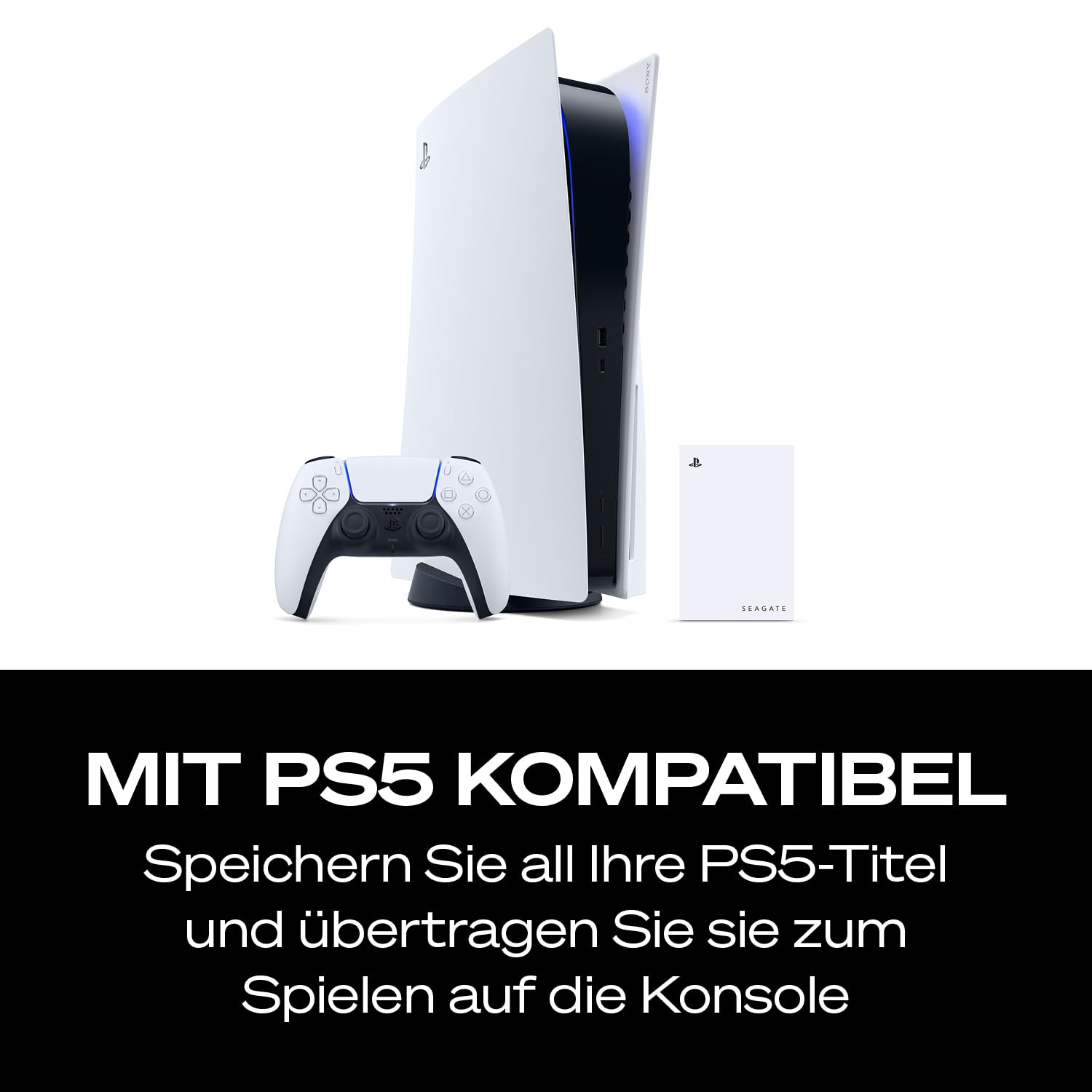 Seagate Game Drive PS4/PS5 2TB tragbare externe Festplatte 2.5 Zoll USB 3.0 weiß