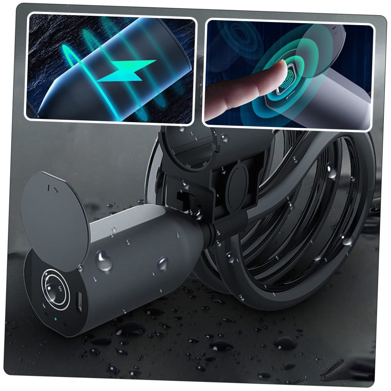 Candado de Bicicleta Huella Dactilar, Cable 1, 5m, 3, 7v