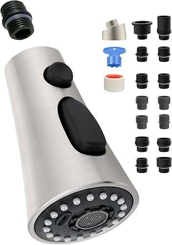 Repuesto universal de cabezal de grifo de cocina con 15 adaptadores compatible con grifo KohlerMoenDelta, cabezal rociador de grifo de fregadero