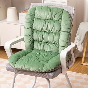 Plush Desk Chair Cushion with Ties Non-Slip Office Chair Cushions with High Back Soft Pink Seat Cushion Cute for Gamer Dorm Desk Chair Green