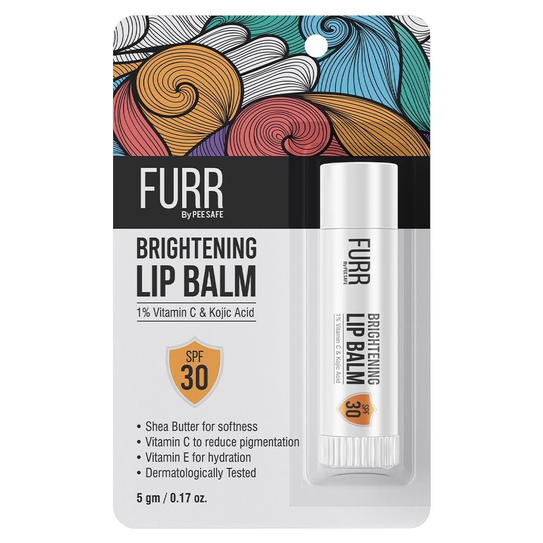 furr by pee safe FURR 1% Vitamin C & Kojic Acid Brightening Lip Balm with SPF 30 | Heals, Hydrates & Softens | Reduces Pigmentation | Almond Oil, Shea Butter, Vitamin E Infused | Lip Balm for Soft Glossy Lips | Unisex-picture-28