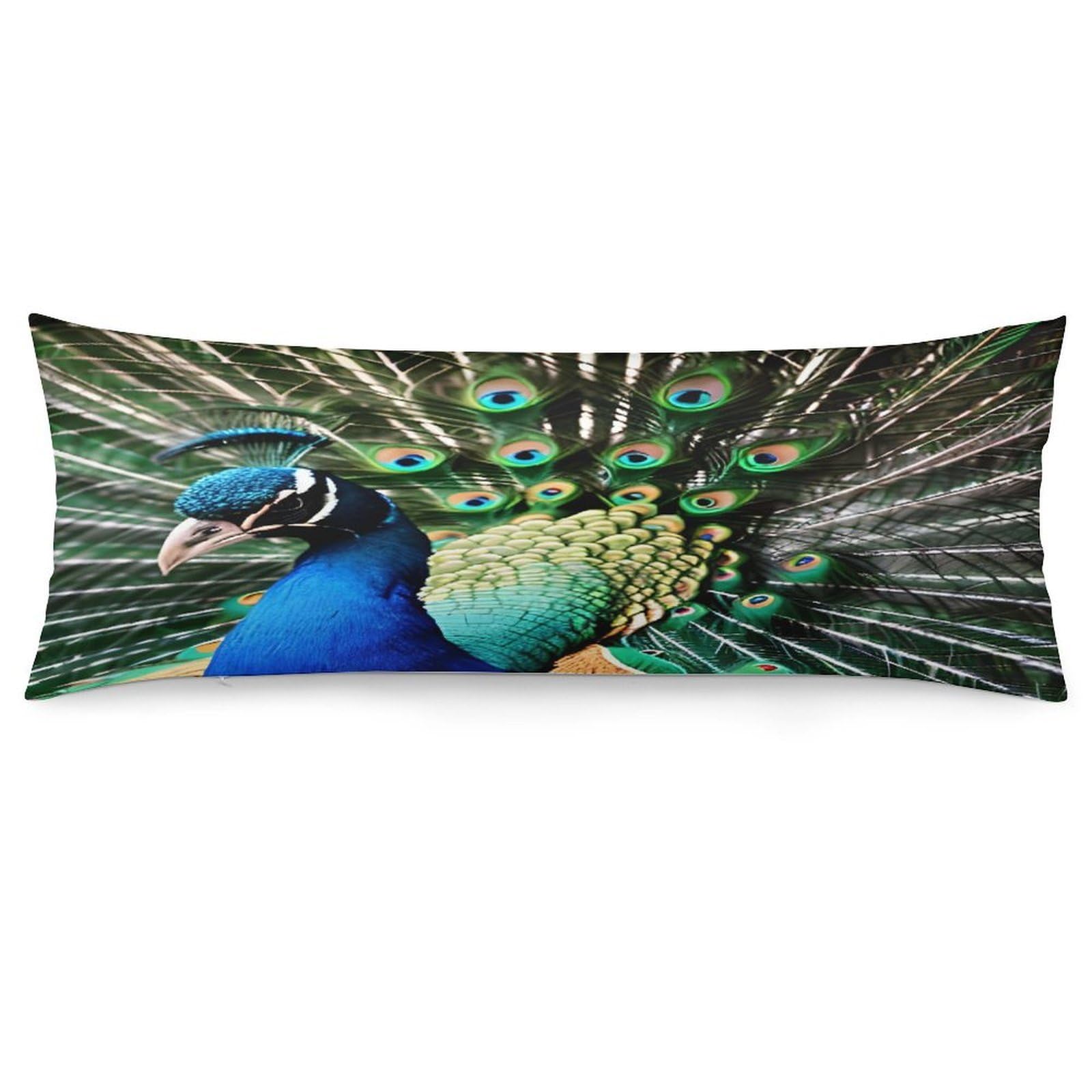 Peacock Throw Pillow Cover Soft Lumbar Pillow Covers with Zipper Breathable Rectangular Cushion Case Polyester Pillow Case Decorative Body Pillow Cover for Couch Bed