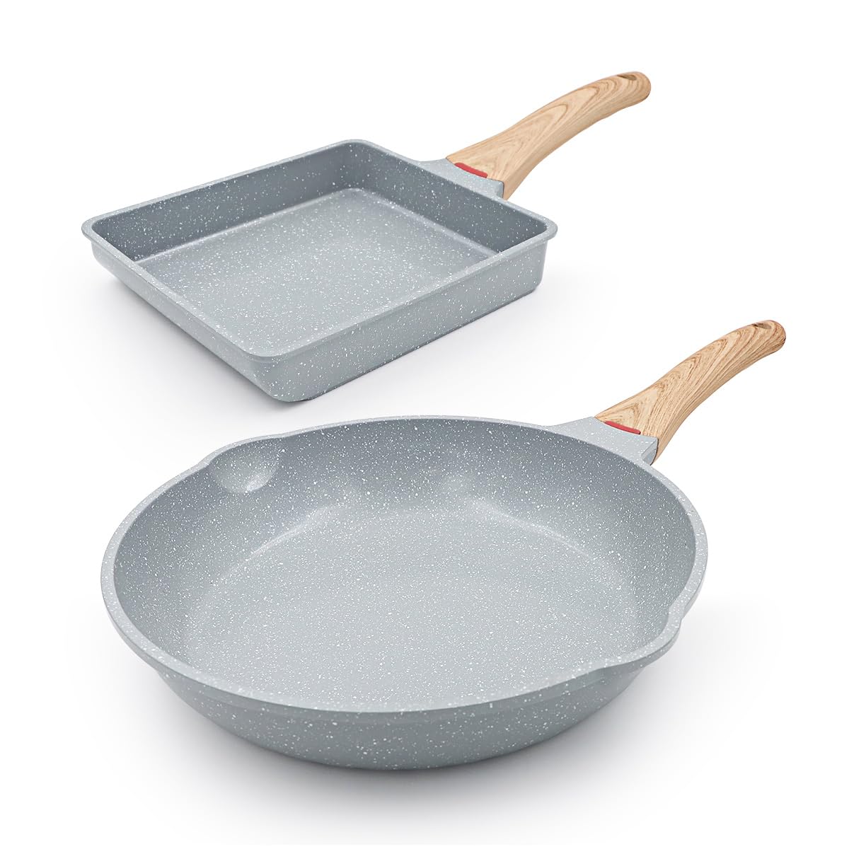RANXINGST フライパン 2点セット IH&ガス火対応 アルミ製フライパンセット セラミックコーティング 26cmフライパン&玉子焼き鍋 お手入れ簡単 コンパクト収納 ブルー
