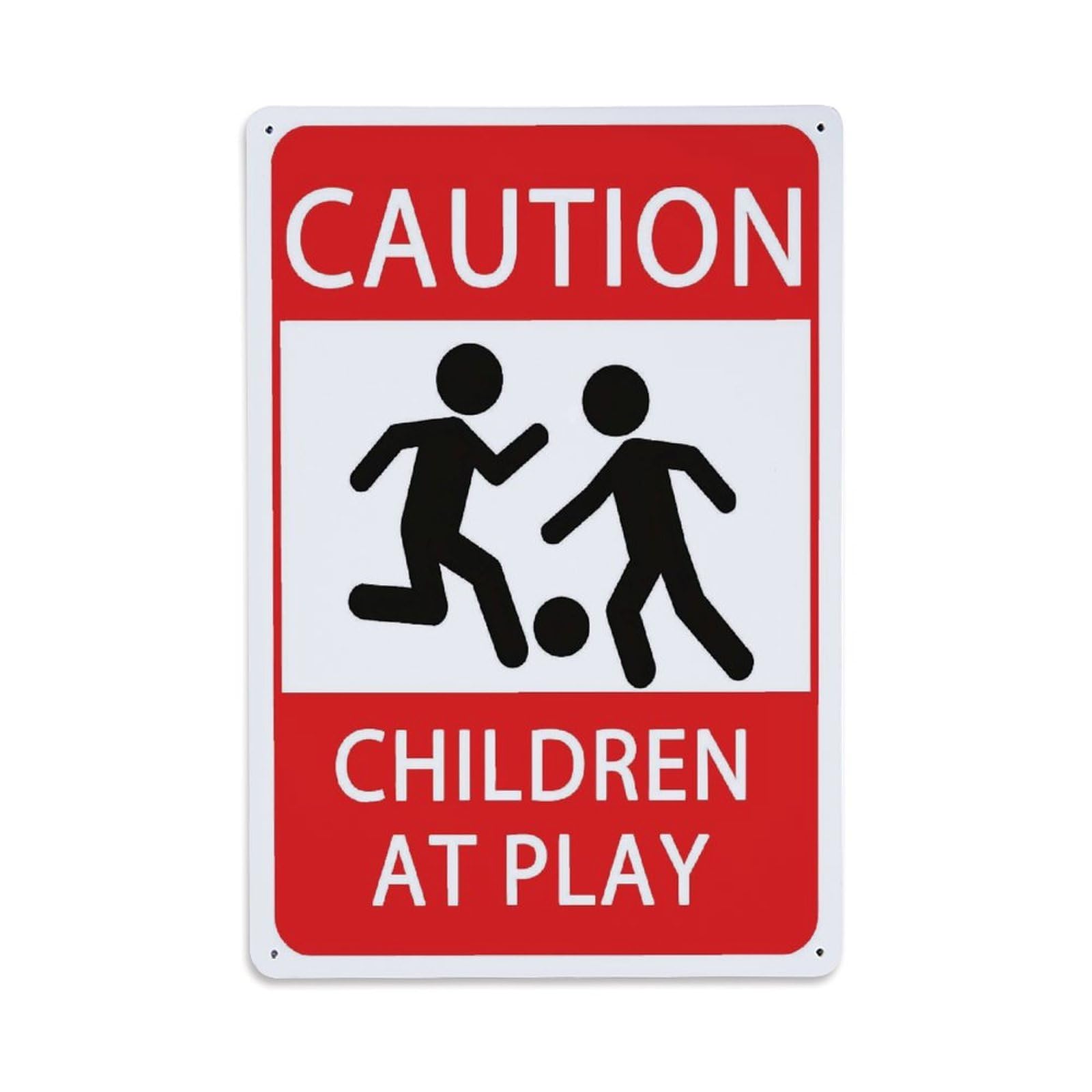 Caution Children At Play Warning Sign Vintage Aluminium Metal Sign, Retro Wall Decor for Home, Bar, Garage & Farmhouse 30x20cm