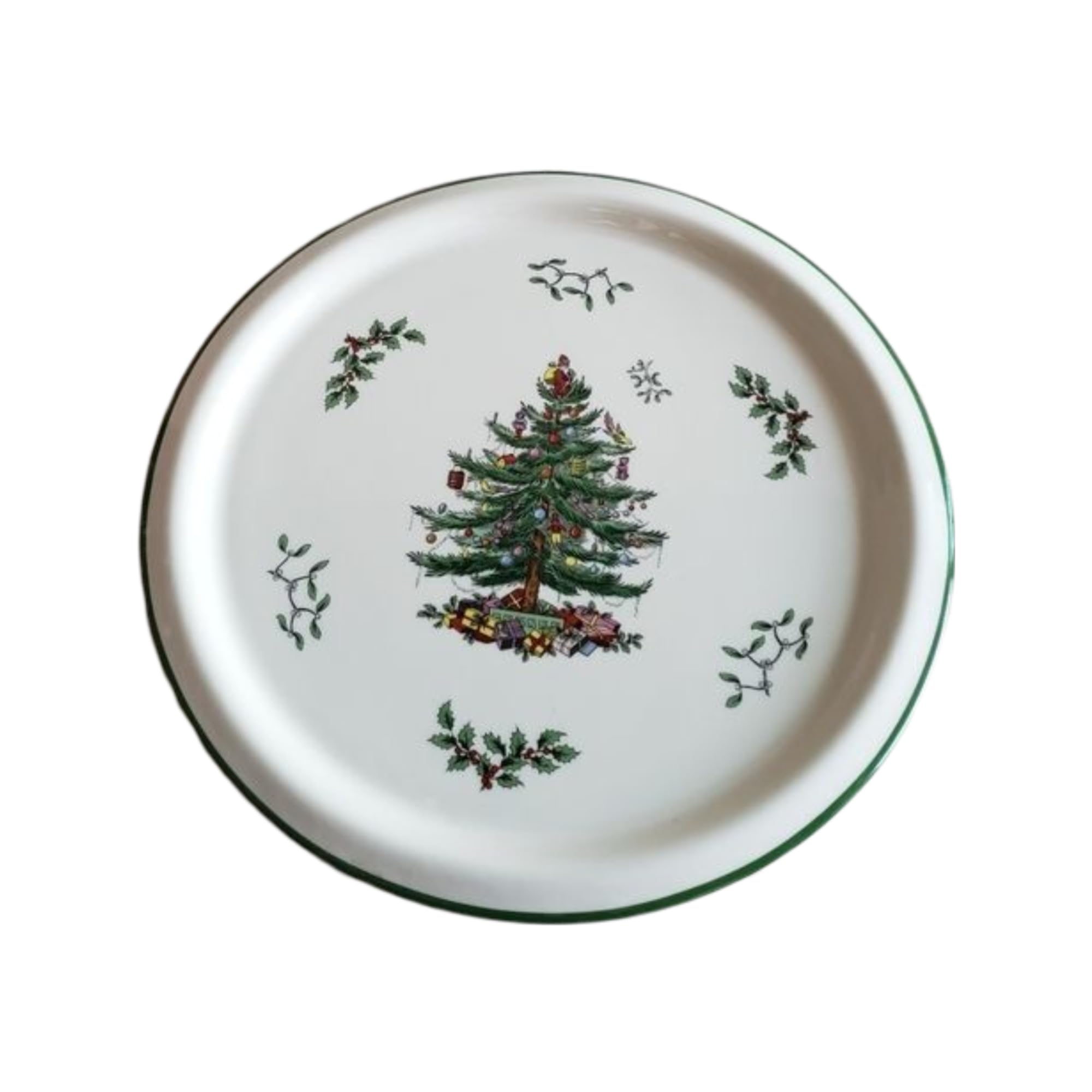 Portmeirion Christmas Tree 2 Piece Serving Platter with Dome Set | Ceramic Serving Set | Holiday Serving Tray for Cakes, Desserts, and Side Dishes | Microwave and Dishwasher Safe