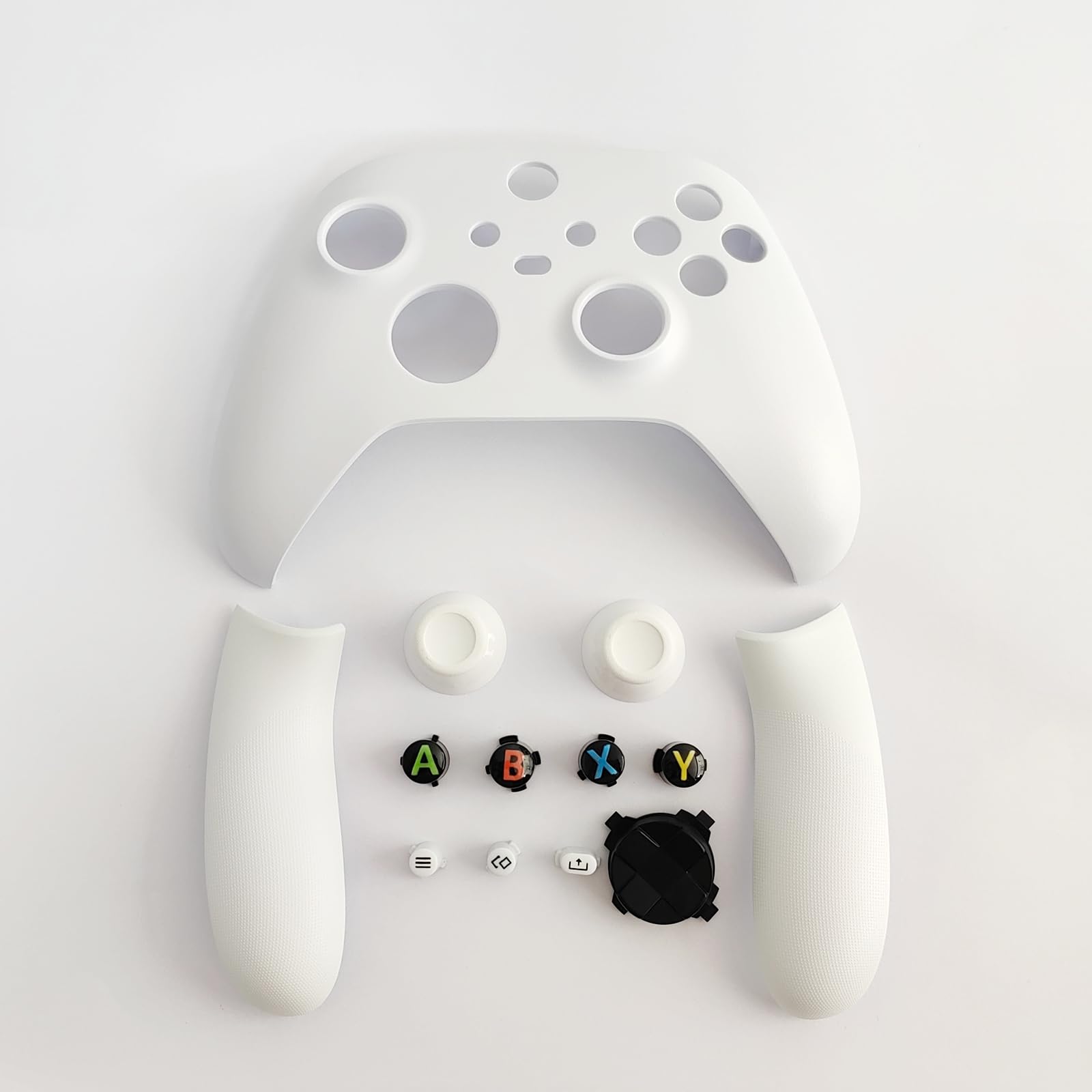 Hzxkqmil Zestaw Wymienna Obudowa dla Xbox Series X/S Kontrolera, Przednia Okładka Boczne Uchwyty D-pad Przyciski ABXY Przycisk View/Menu/Share & Drążki dla Xbox Series X/S (Biały)