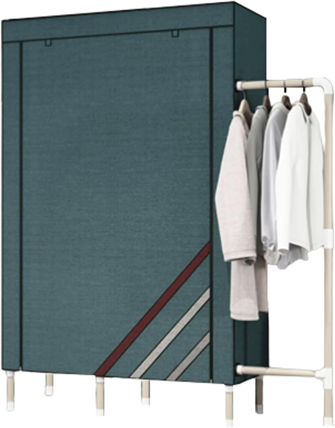 Grande Guardaroba in Tessuto, Guardaroba Portatile con Appendiabiti, Guardaroba da Camera da Letto con Appendiabiti in Acciaio(Green,110cm)
