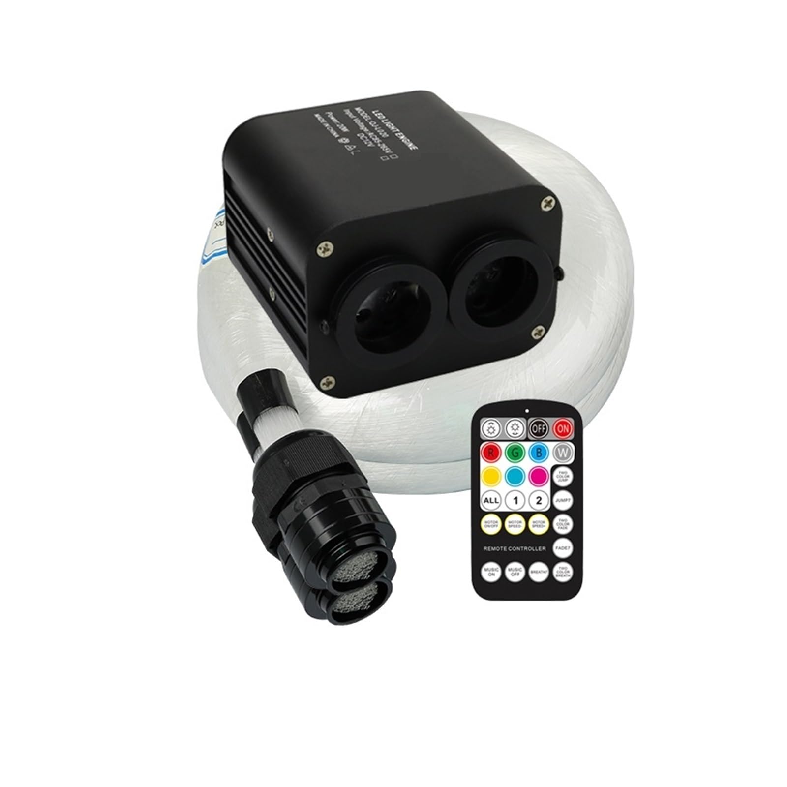 DELURA 20W RGBW Coche De Doble Cabeza Cielo Estrellado Control De Música Coche Techo Estrella Fibra Óptica Estrella Techo Kit Luz De Fibra Óptica Ampliamente Utilizado (Size : LED Engine NO Fiber)