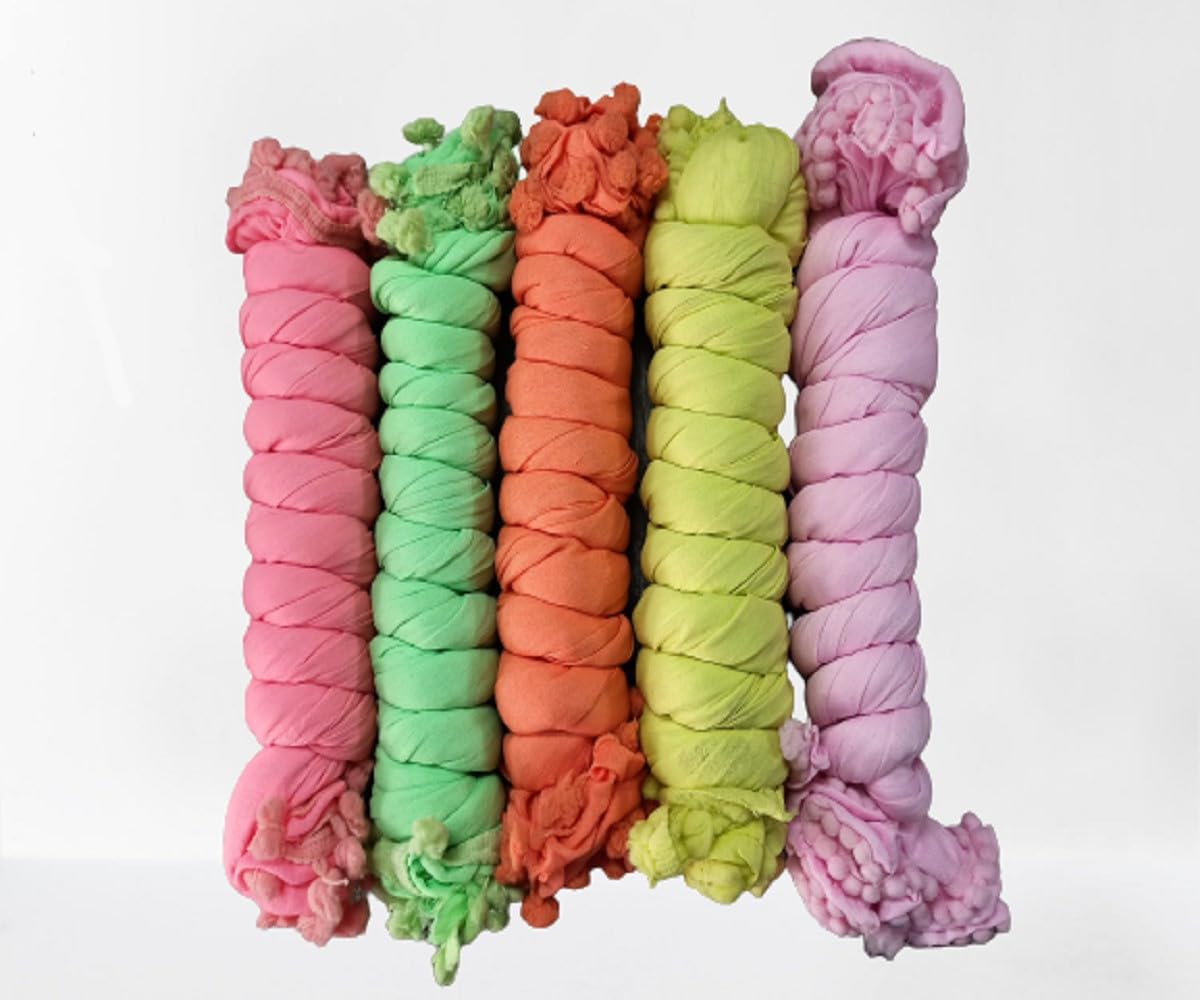 Nakoda Creation Cotton Blend Solid Women Dupatta (Pompom Pack Of 5:-Peach,Angoori,Jogiya,Liril,Lavender) - BZ95896-picture-36
