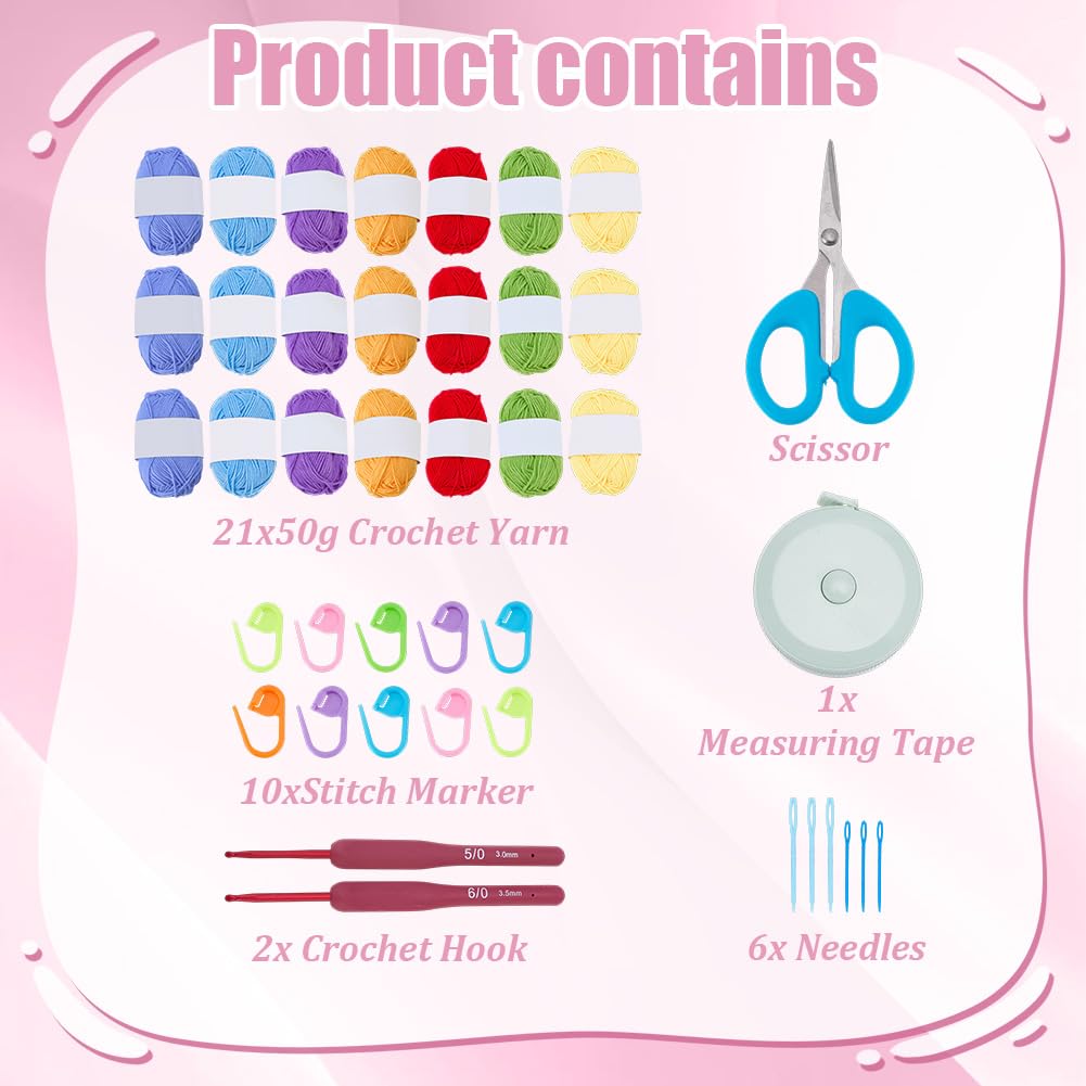WEBEEDY Regenbogen Häkeldecke Set Mit Videoanleitung Für Erwachsene Anfänger Lernset Zum Häkeln Einer Decke Mit Weichem Garn Und Häkelnadel Für Einfache Strickgeschenke 88x38cm